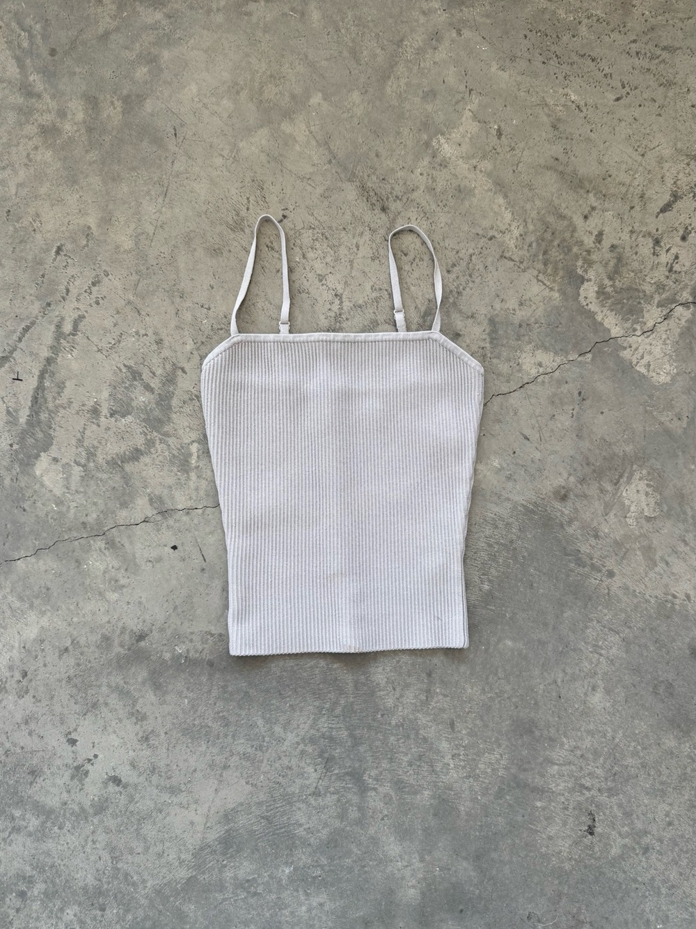 Babaton Ribbed Square-Neck Spaghetti Strap Tank - White